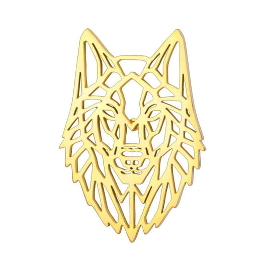 Broche loup solitaire, alliage métallique