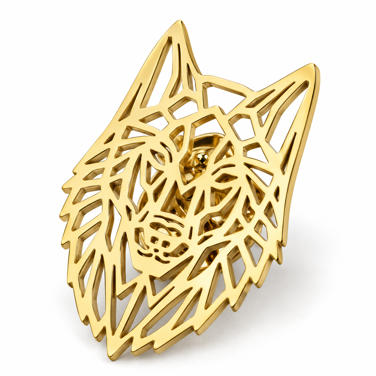 Broche loup solitaire, alliage métallique