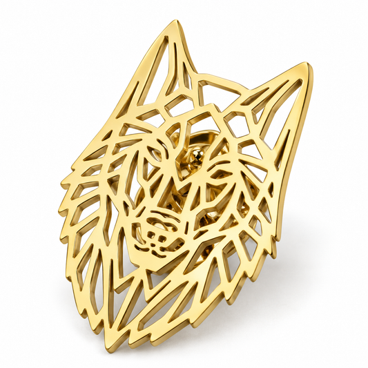 Broche loup solitaire, alliage métallique