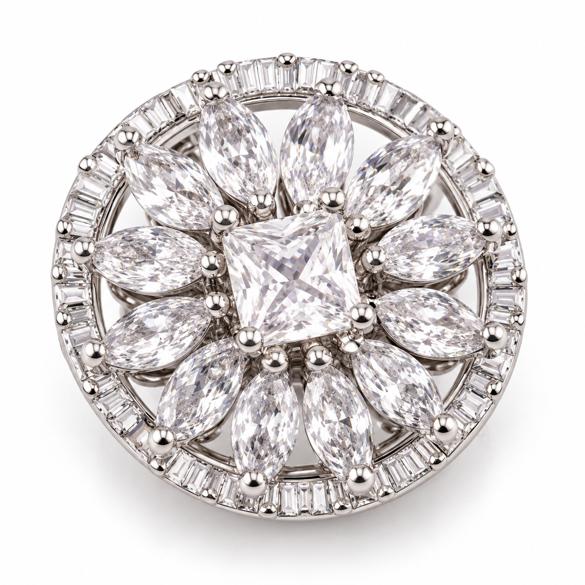 Broche magnétique fleur cristal, modèle style 2