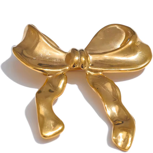 Broche nœud papillon doré, finition dorée, alliage métallique