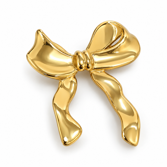 Broche nœud papillon doré, finition dorée, alliage métallique