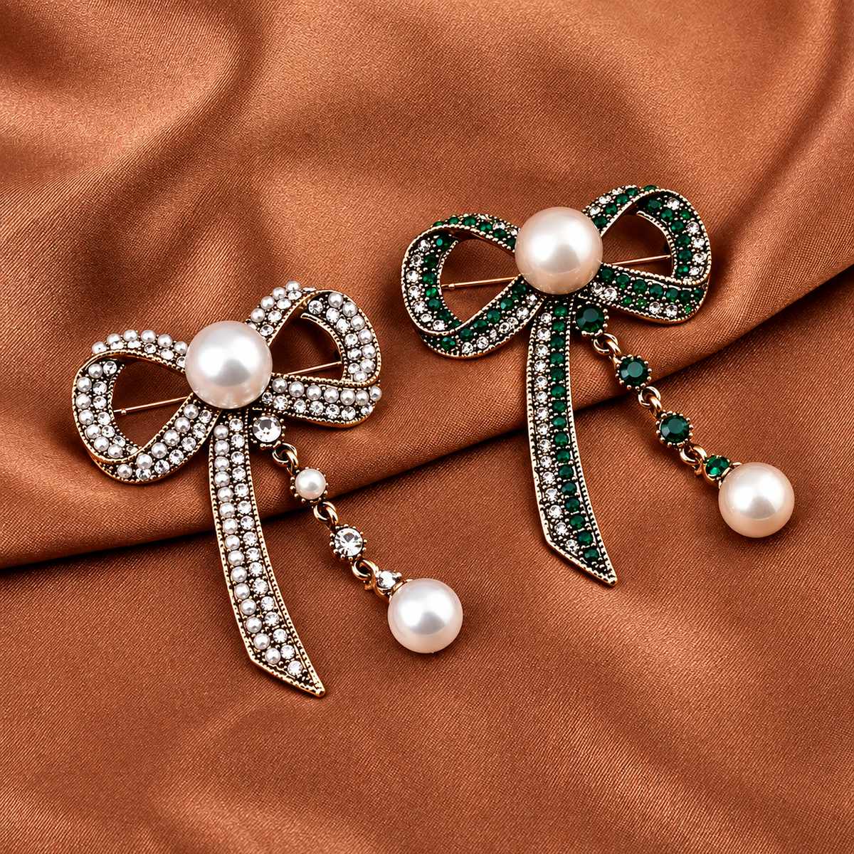 Broche nœud perles, vue complémentaire
