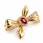 Broche nœud pierre rouge - Vignette | Brochiva
