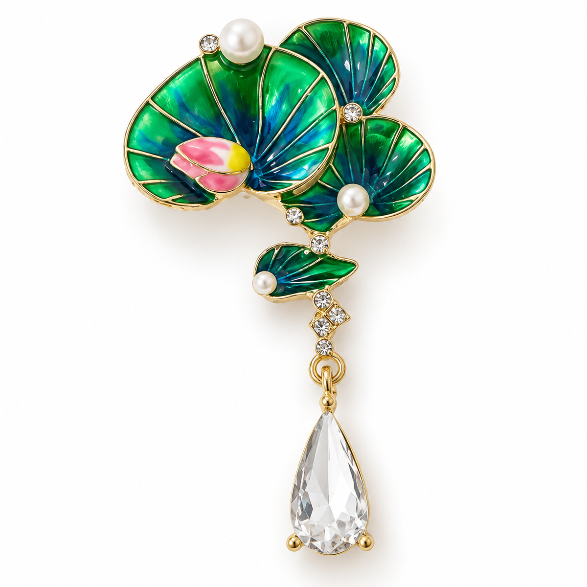 Broche nymphea, alliage métallique
