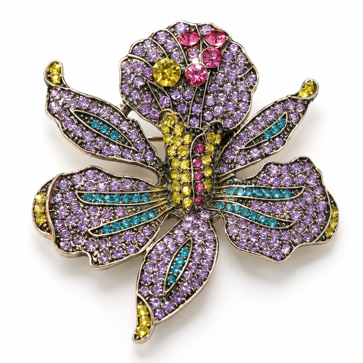 Broche orchidée éclat, alliage métallique