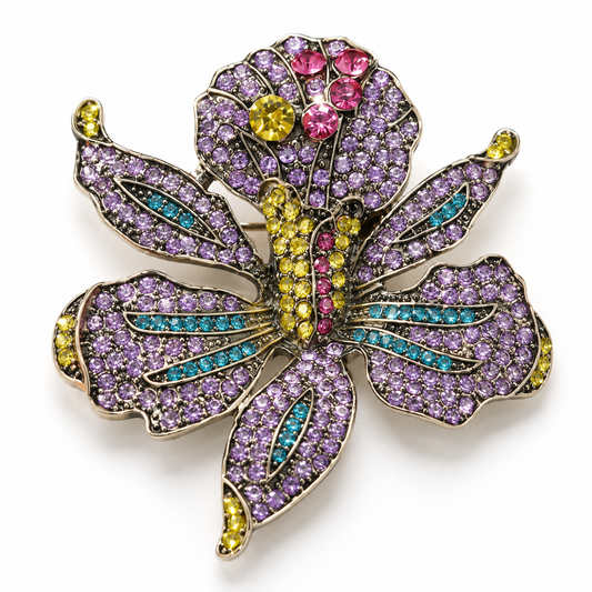 Broche orchidée éclat, alliage métallique