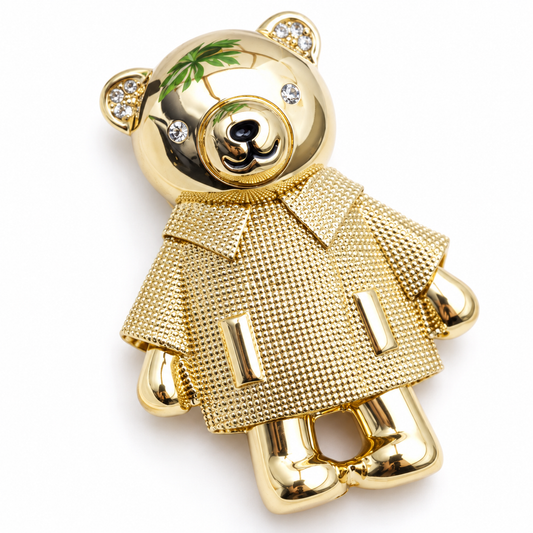 Broche ours mignon, finition dorée, alliage métallique