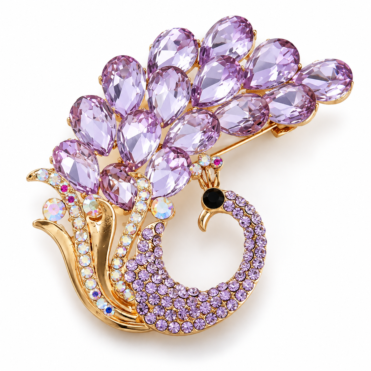 Broche paon scintillant photo