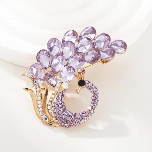 Broche paon scintillant, vue complémentaire