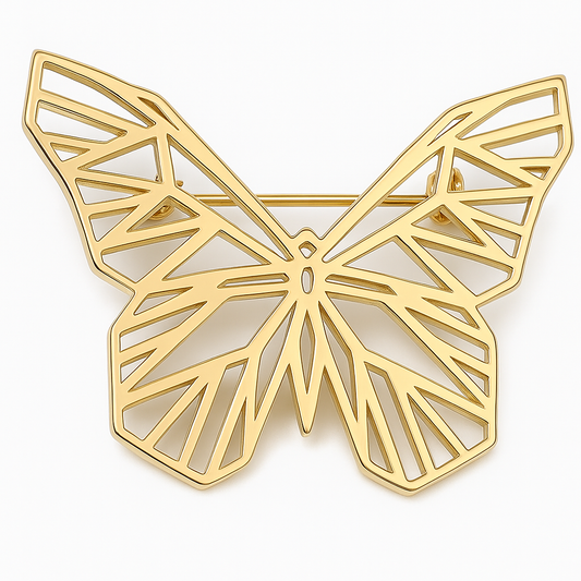 Broche papillon ajourée, acier inoxydable