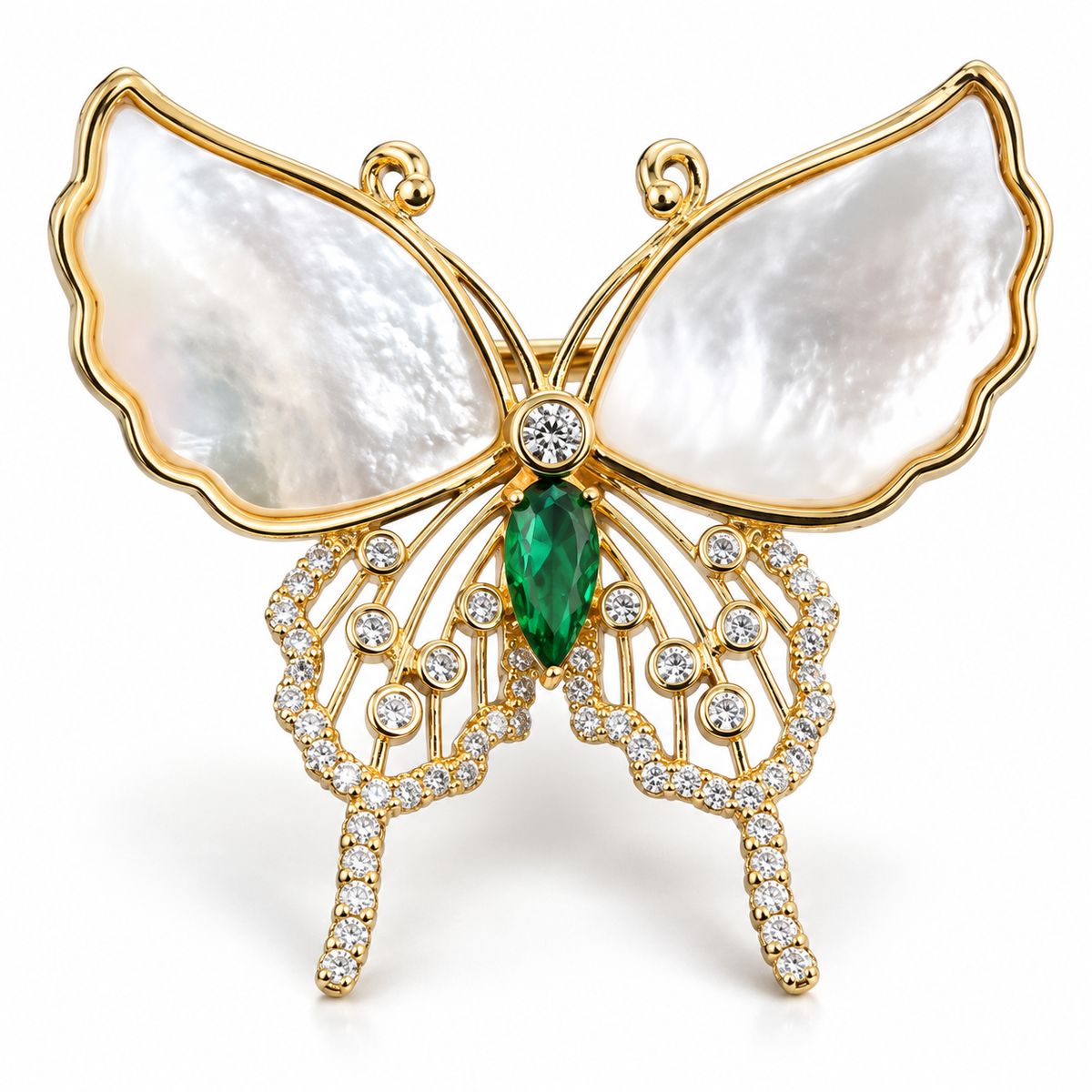 Broche papillon honneur, finition dorée, alliage métallique