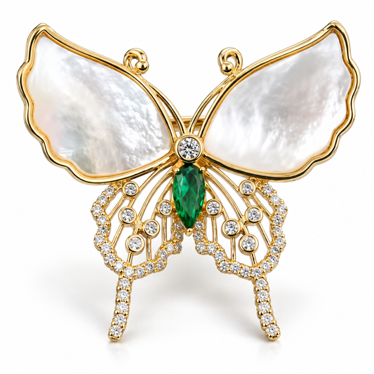 Broche papillon honneur, finition dorée, alliage métallique