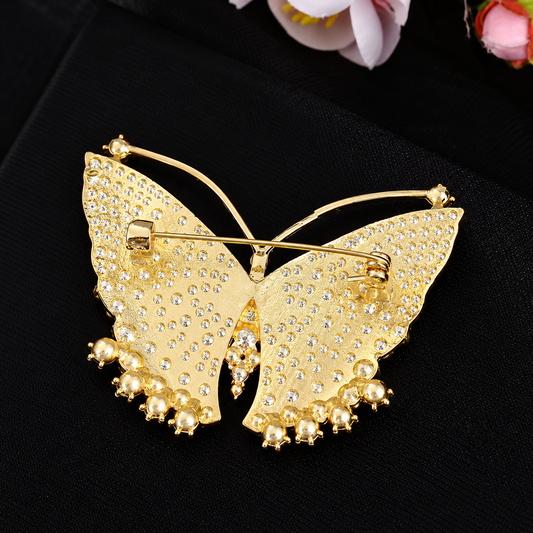 Broche papillon impérial vue de dos, fermoir épingle