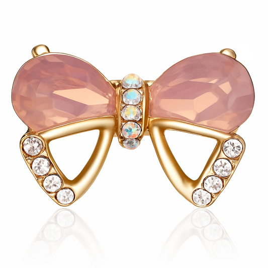 Broche papillon noué, finition dorée, alliage métallique