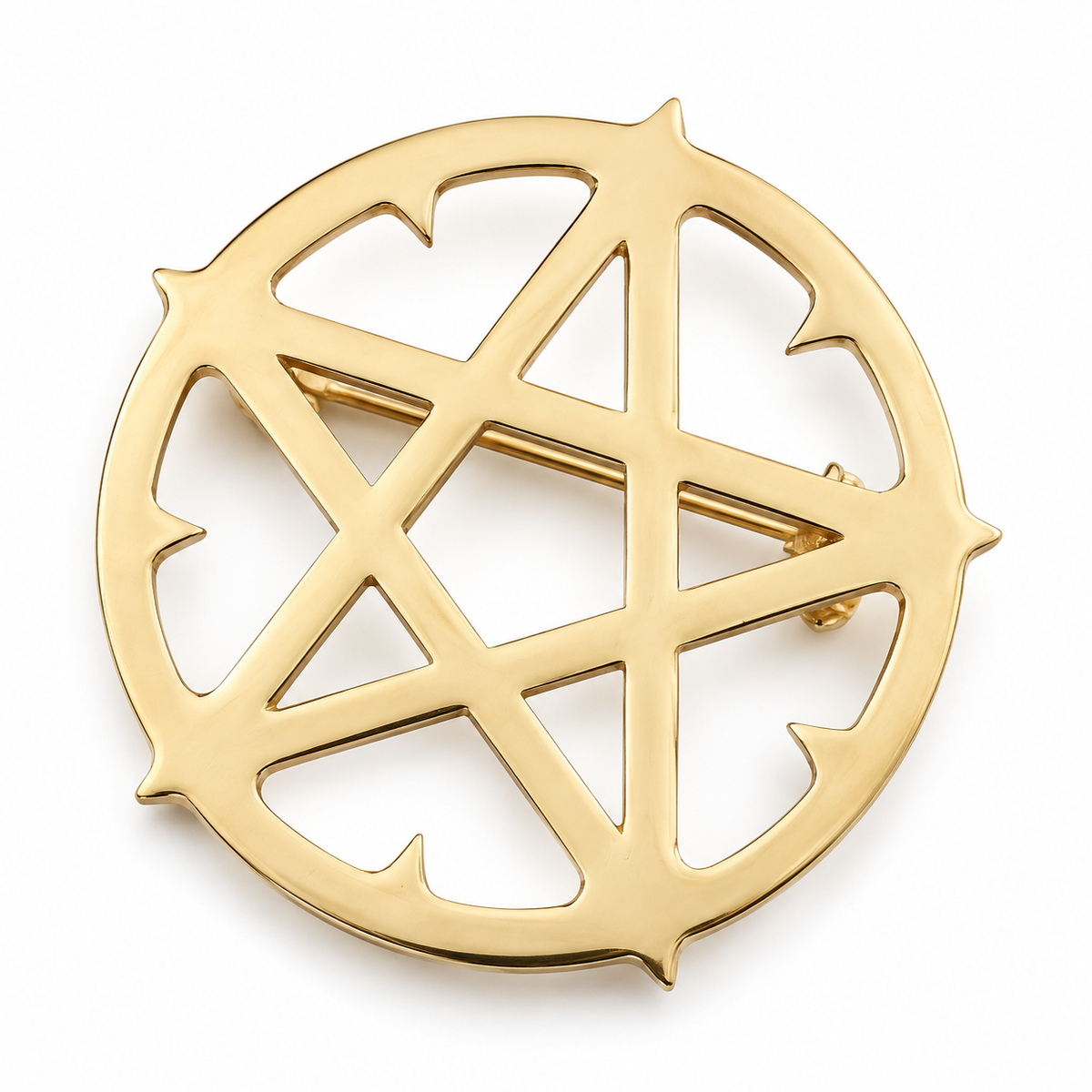 Broche pentacle cercle, acier inoxydable