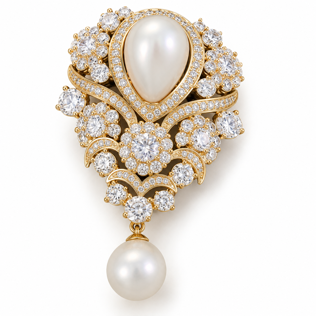Broche perle de lumière, alliage métallique