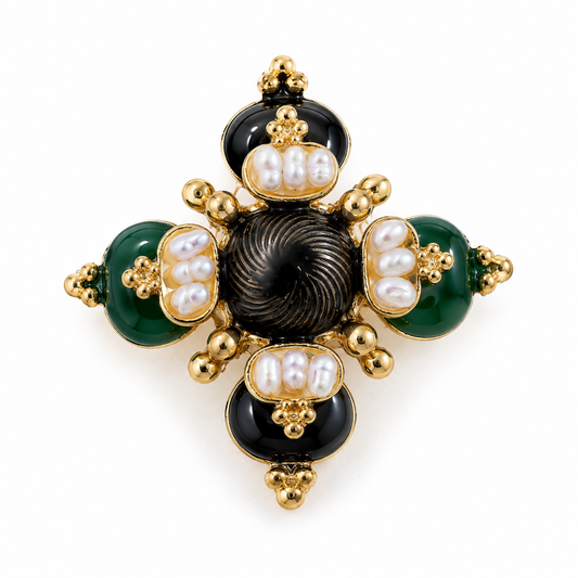 Broche perles baroque, acier inoxydable