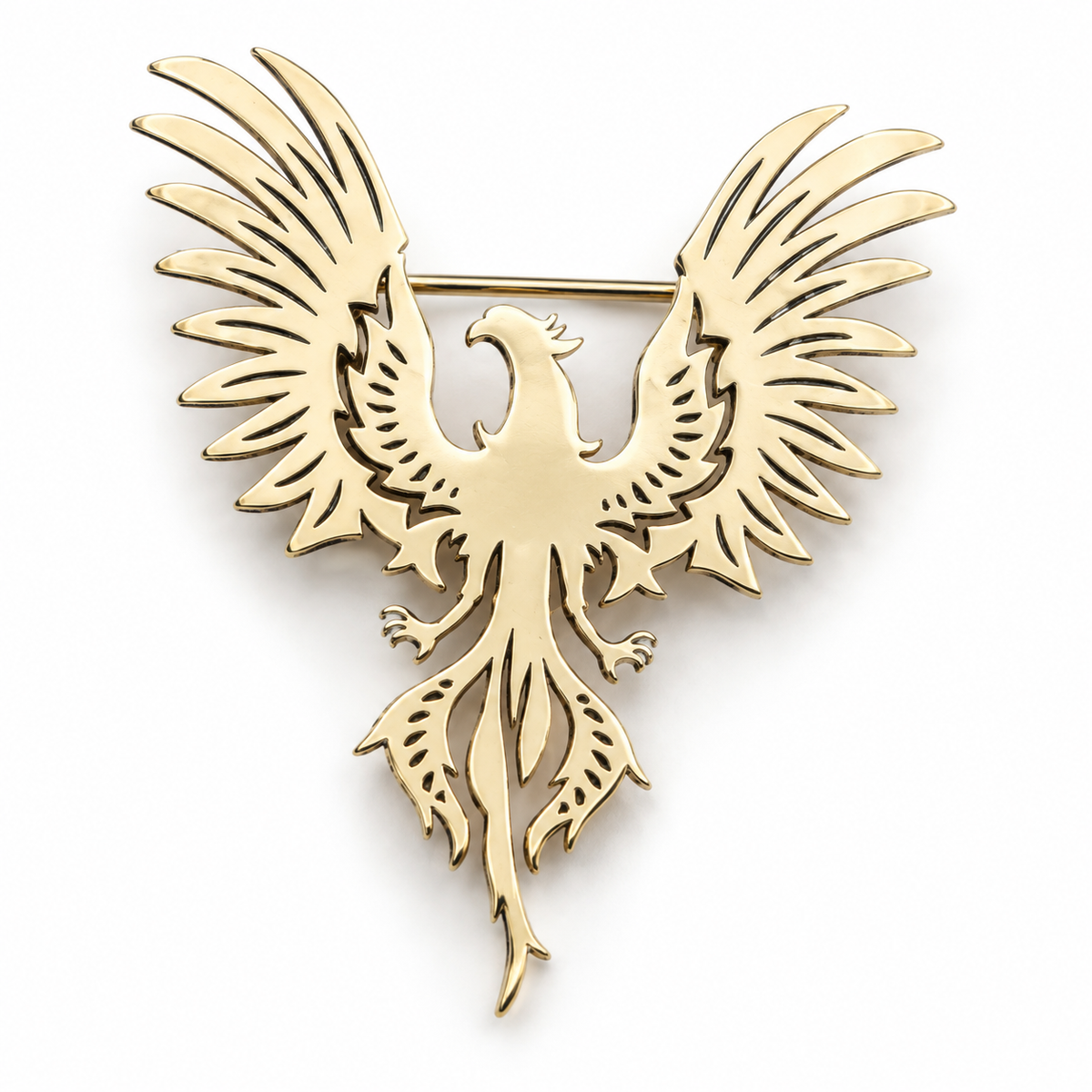 Broche phénix triomphant, acier inoxydable