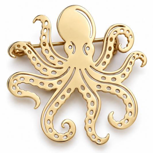 Broche pieuvre, acier inoxydable