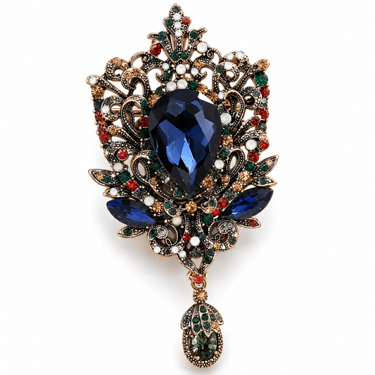Broche plume royale, alliage métallique