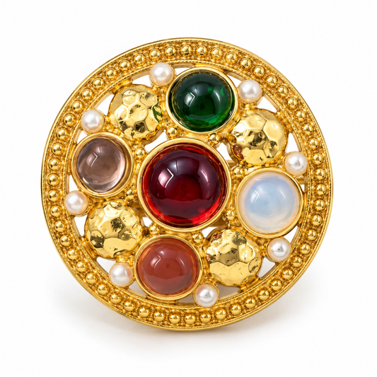 Broche sceptre des étoiles, finition dorée, alliage métallique
