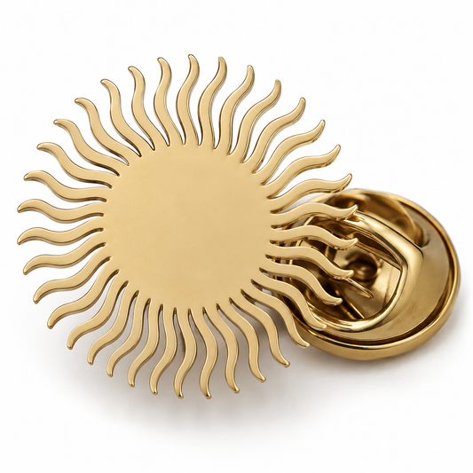 Broche soleil envoûtant, acier inoxydable