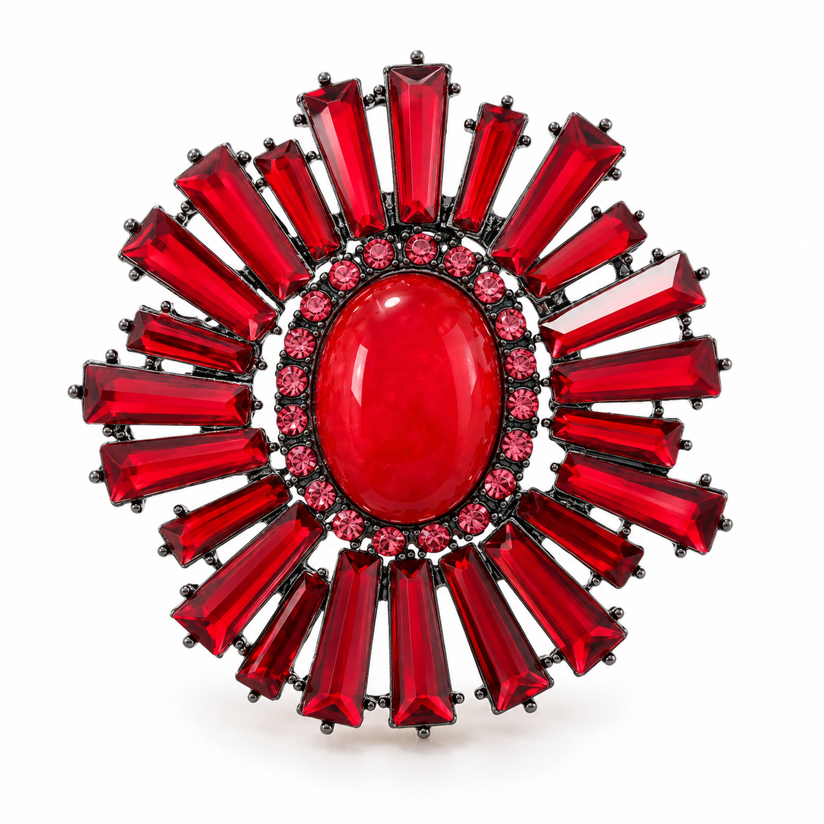 Broche soleil royal couleur rouge