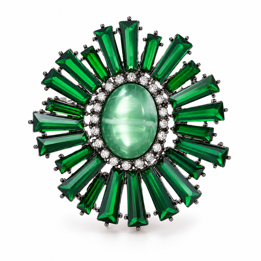 Broche soleil royal couleur verte