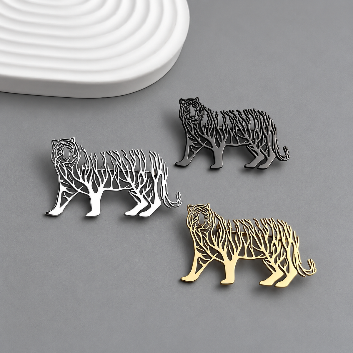 Broche tigre arbre de vie, vue complémentaire