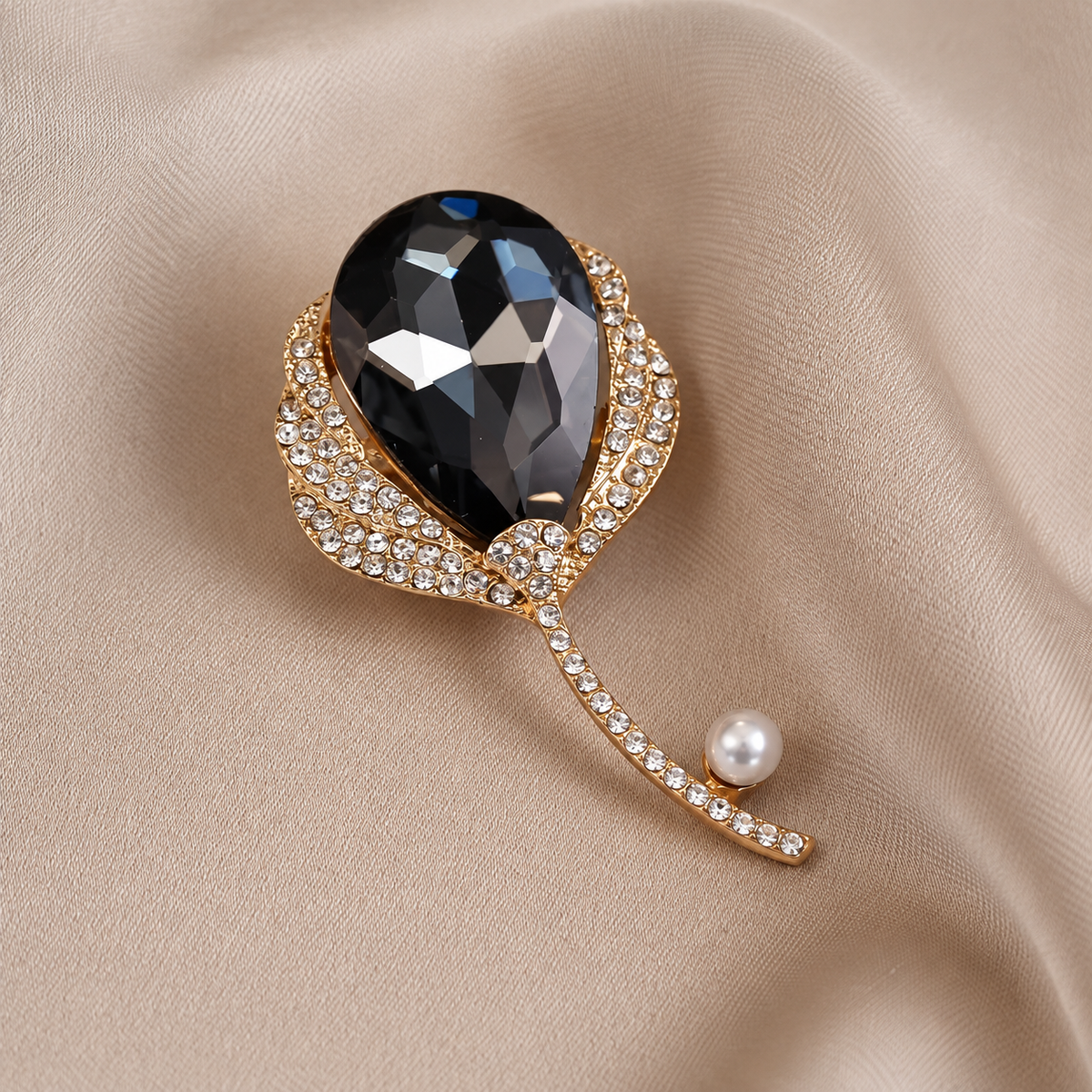 Broche tulipe royale vue de dos, couleur noire