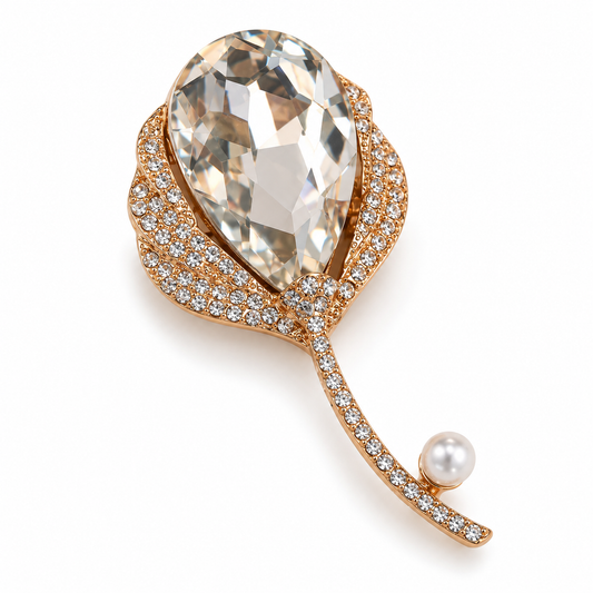 Broche tulipe royale, alliage métallique